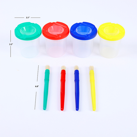 Vaso de pintura profesional sin derrames con juego de pinceles redondos