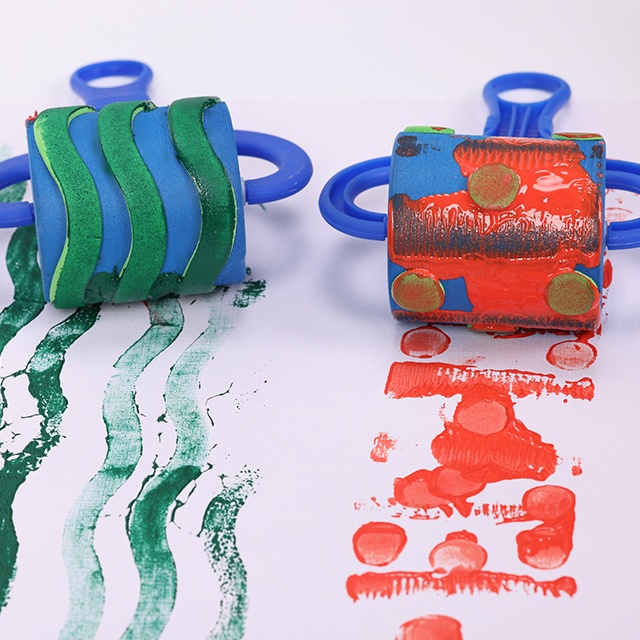 Patrones de pintura, rodillos de pintura de espuma, cepillos de esponja para dibujar, para niños, garabatos