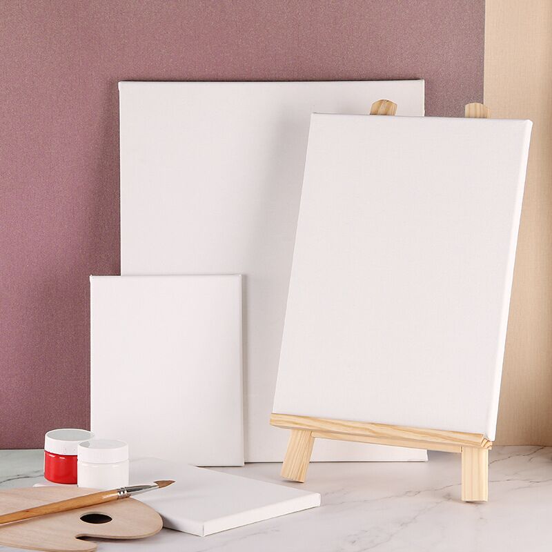 Lienzo estirado blanco imprimado en blanco para pintar pinturas acrílicas al óleo y gouache