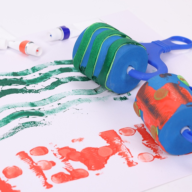 Patrones de pintura, rodillos de pintura de espuma, cepillos de esponja para dibujar, para niños, garabatos